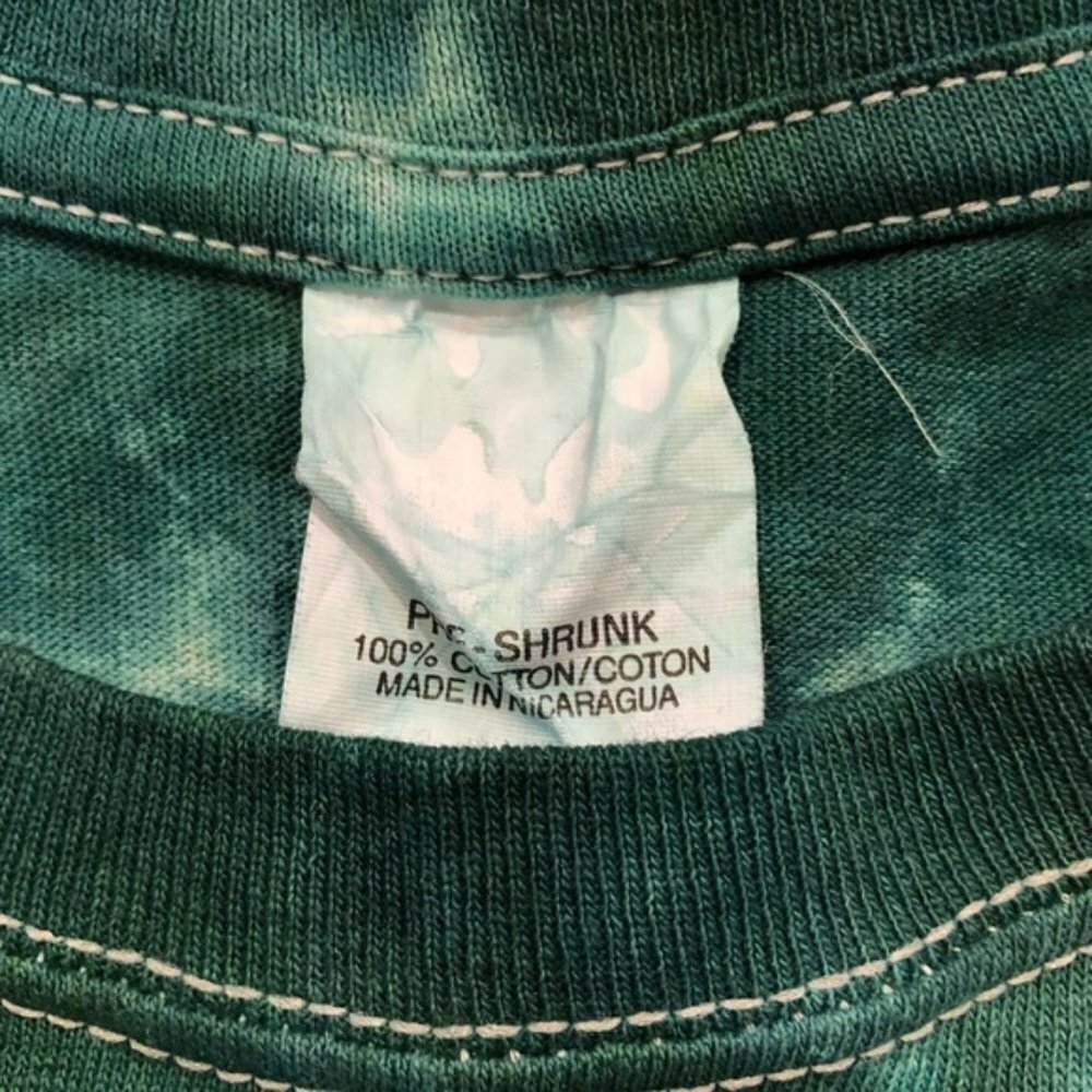 Y2K Tie Dye Cotton Custom T-Shirt Green Size Small - Picture 5 of 8